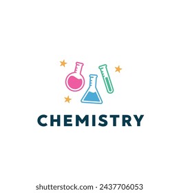 vector illustration of logo icon combination of chemical tube with chemical liquid for research	

