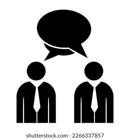 Ilustración vectorial, logotipo, icono, conversación y comunicación de dos personas. Aislado sobre un fondo blanco.