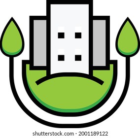 Icono del logotipo de la ilustración del vector eco verde aislado en fondo blanco