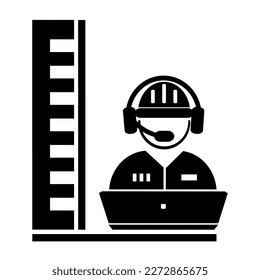 Vector illustration, logo, icon from the field of construction, industry and mechanical engineering. Engineer. Contractor. Isolated on a white background.