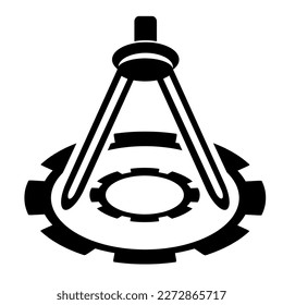 Ilustración vectorial, logotipo, ícono del campo de la construcción, industria e ingeniería mecánica. Ingeniero. Contratista. Aislado sobre un fondo blanco.
