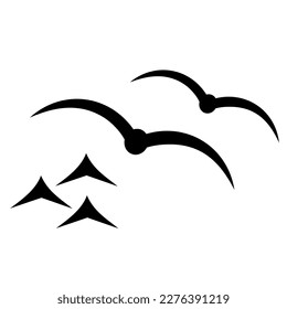 Vector illustration, logo, icon of a flock of birds, seagulls. Isolated on a white background.