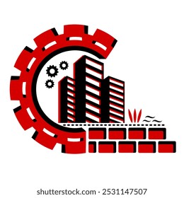 Ilustración vectorial, logotipo, icono, casa, edificios.
