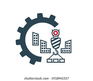 Vector illustration of a logo, icon, lifting device, hook for construction work .