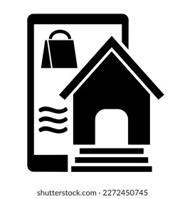 Vektorgrafik, Logo, Icon Online-Bestellung, Lieferung. Einzeln auf weißem Hintergrund.