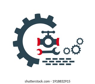 Vector illustration of the logo, the icon of plumbing works. Construction.