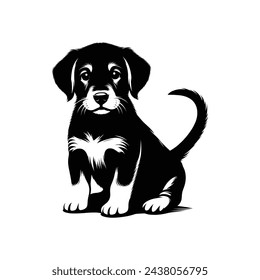 Vector Illustration logo icon Puppy Silhouette Against a White Backdrop