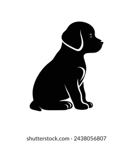 Vector Illustration logo icon Puppy Silhouette Against a White Backdrop