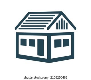 Vector illustration, logo, icon of real estate, houses and buildings. Industry and architecture. Editable. Isolated on a white background.

