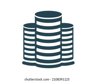 Vektorgrafik, Logo, Ikone der Immobilien, Häuser und Gebäude. Industrie und Architektur. Bearbeitbar. Einzeln auf weißem Hintergrund.