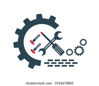 Vector illustration of the logo, the icon of repair and installation works. Isolated on a white background.