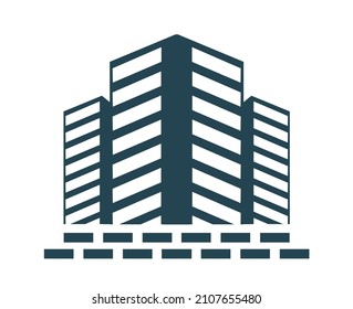 Vector illustration, logo icon of urban type houses. Real estate and industry. Skyscraper. Isolated on a white background.