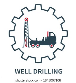 Vector illustration of the logo, icon, and well drilling sign. Web auto.