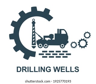 Vector Illustration Of The Logo, Icon, And Well Drilling Sign. Web, Auto.