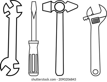 
Vector illustration of logo, icons, tool signs.