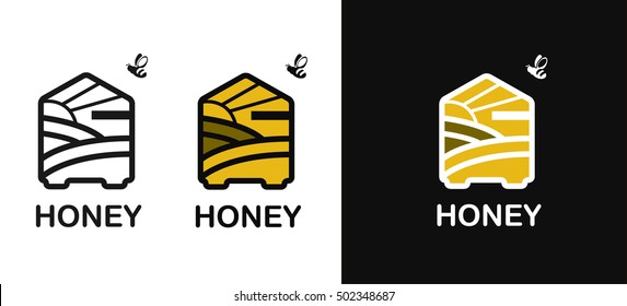 Vector illustration. Logo with the image of  beehive.
