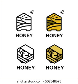 Vector illustration. Logo with the image of beehive and honeycomb.