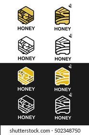 Vector illustration. Logo with the image of beehive and honeycomb.