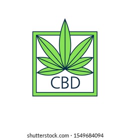 Vector illustration of a logo with the image of cannabis and marijuana. Possible for use in the cbd oil logo.