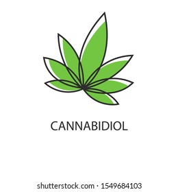 Vector illustration of a logo with the image of cannabis and marijuana. Possible for use in the cbd oil logo.