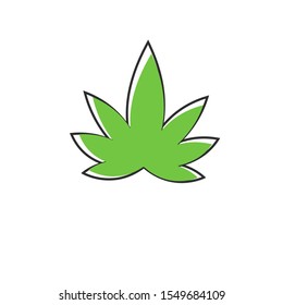 Vector illustration of a logo with the image of cannabis and marijuana. Possible for use in the cbd oil logo.