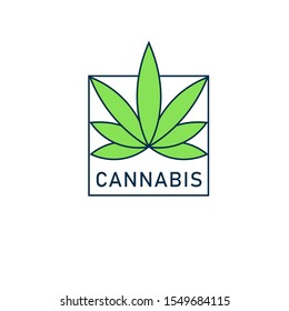 Vector illustration of a logo with the image of cannabis and marijuana. Possible for use in the cbd oil logo.