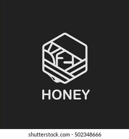 Vector illustration. Logo with the image of  honeycomb.