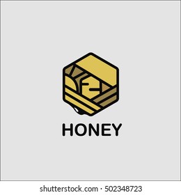 Vector illustration. Logo with the image of  honeycomb.