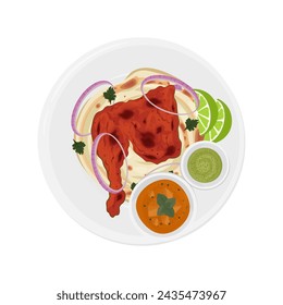Vector illustration logo Indian spicy food chicken tandoori or Chicken Tikka