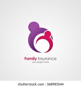 Vector Illustration logo of insurance. Concept of care, family, safety, insurance, help, share, empathy, forgiveness, giving, donation, charity