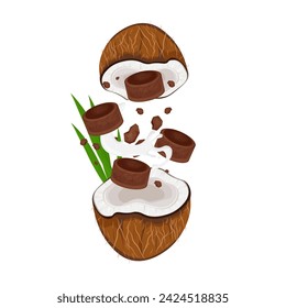 Vector illustration logo of Javanese sugar or gula jawa with coconut