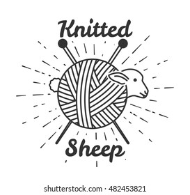 Vector illustration. logo for knitting. Yarn balls from wool and angora. Knitting wool.