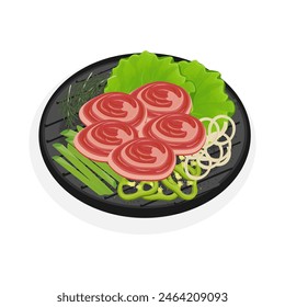 Vector Illustration logo Korean beef barbecue Chadolbaegi or beef Yakiniku 