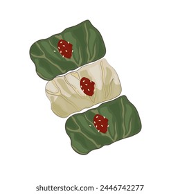 Vector illustration logo korean rice wrapped in leaves ssambap