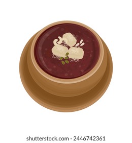 Vector illustration logo korean rice and red bean porridge or patjuk 