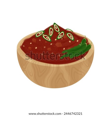 Vector Illustration Logo Korean Ssamjang on a Wooden Plate 