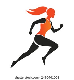 A vector illustration of logo is lady running.