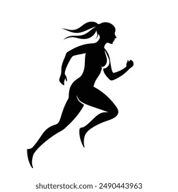A vector illustration of logo lady is running.