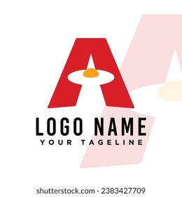 vector illustration logo letter a combination with egg