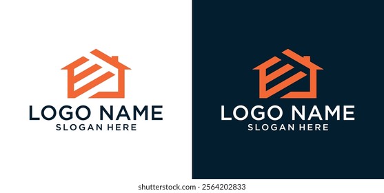 Vector illustration of logo letter E house architecture brand icon building.