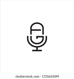 vector illustration logo letter G A with microphone or podcast logo design concept