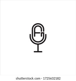Vektor-Logo Buchstabe G A mit Mikrofon oder Podcast Logo-Design Konzept