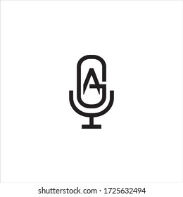 vector illustration logo letter G A with microphone or podcast logo design concept