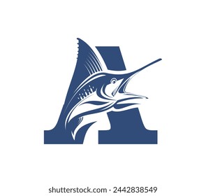 A vector Illustration of Logo Letter A marlin fish
