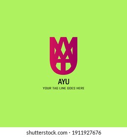 Vector illustration of a logo with the letters A, Y, and U.