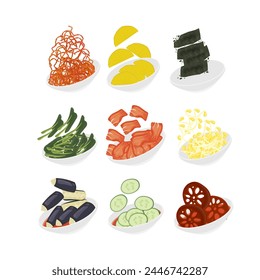 Vector Illustration logo Levitation Assorted namul korean side dish or Banchan 