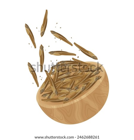 Vector Illustration logo levitation dried anchovies