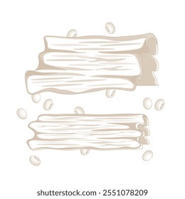Vector Illustration Logo Line art Dry Tofu Skin or Yuba 