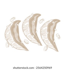 Vector Illustration Logo line art Gyoza Dumplings or Jiaozi Chinese Dumpling