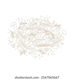 Vector Illustration Logo line art Japanese furikake flakes